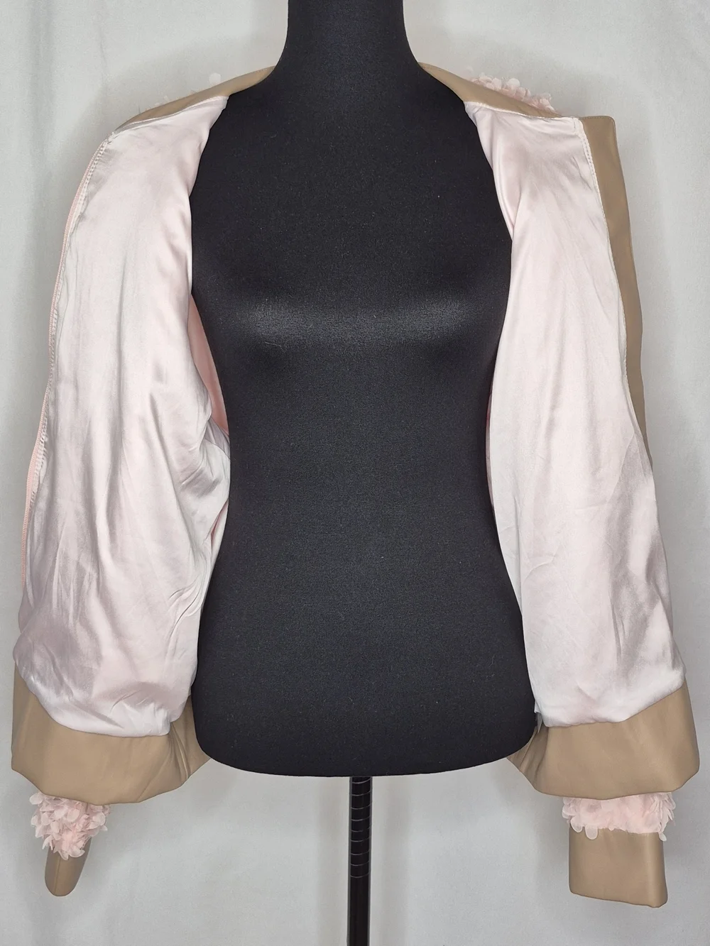Fierce by Mally Rosebud Textured Bomber Jacket w/ Faux Leather Trim - Sz XL